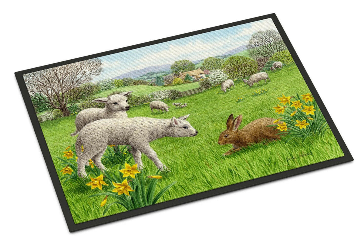 Lambs, Sheep and Rabbit Hare Doormat Indoor Outdoor 24H X 36W Front Door Mat Rugs for Entryway, Non Slip Washable Low Pile,