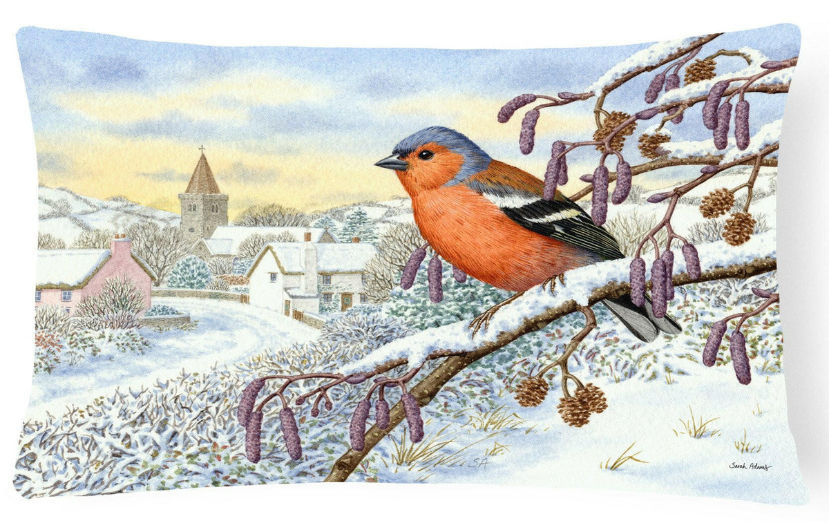 Bull Finch Decorative Throw Pillow 12x16 Indoor Outdoor Accent Cushion, Fabric Cover with Insert for Sofa, Bed, Porch & Living Room