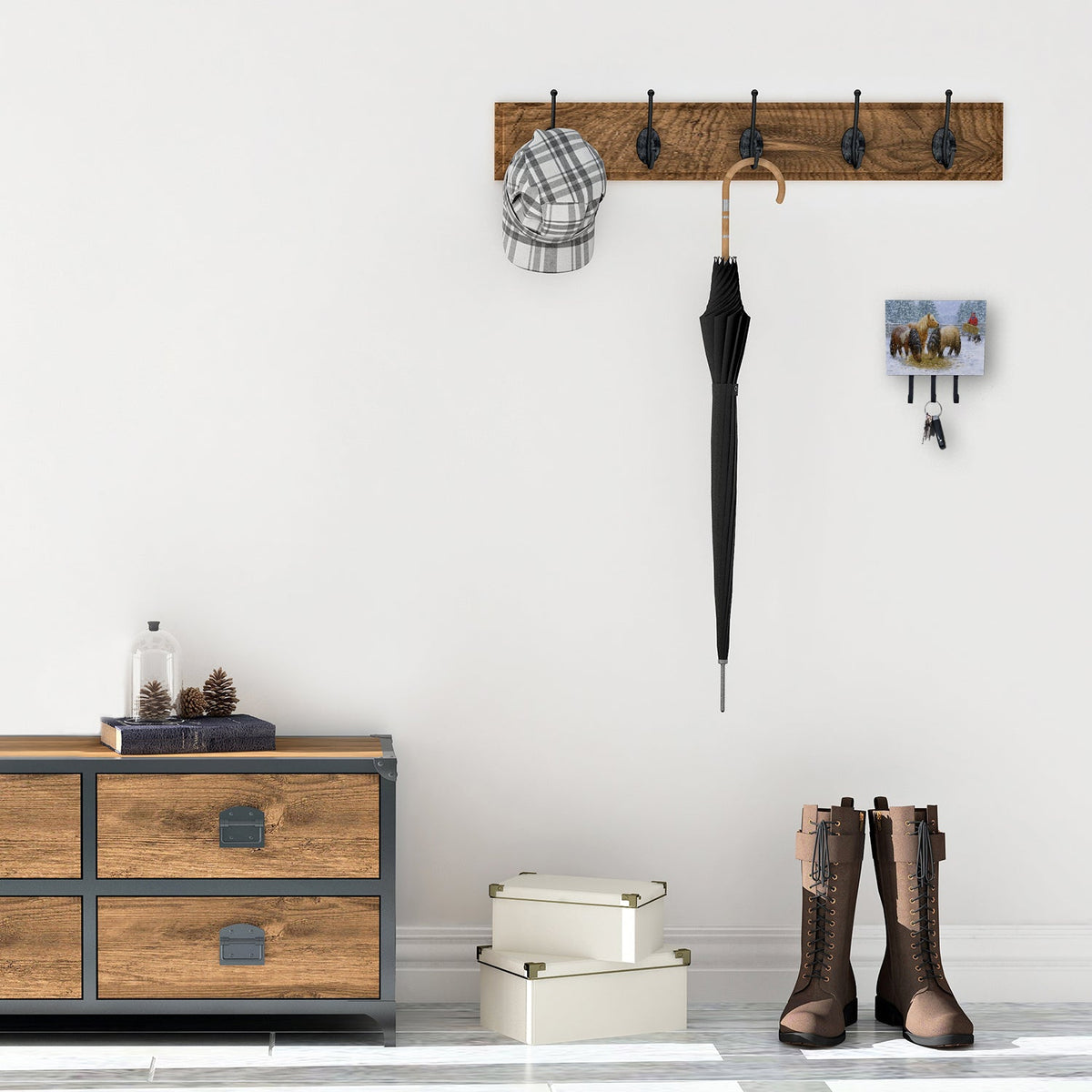 Shetland Ponies Leash or Key Holder Wall Hooks, Coat Rack Wall Mount, for Hanging Keys, Towels, Aprons, Leashes
