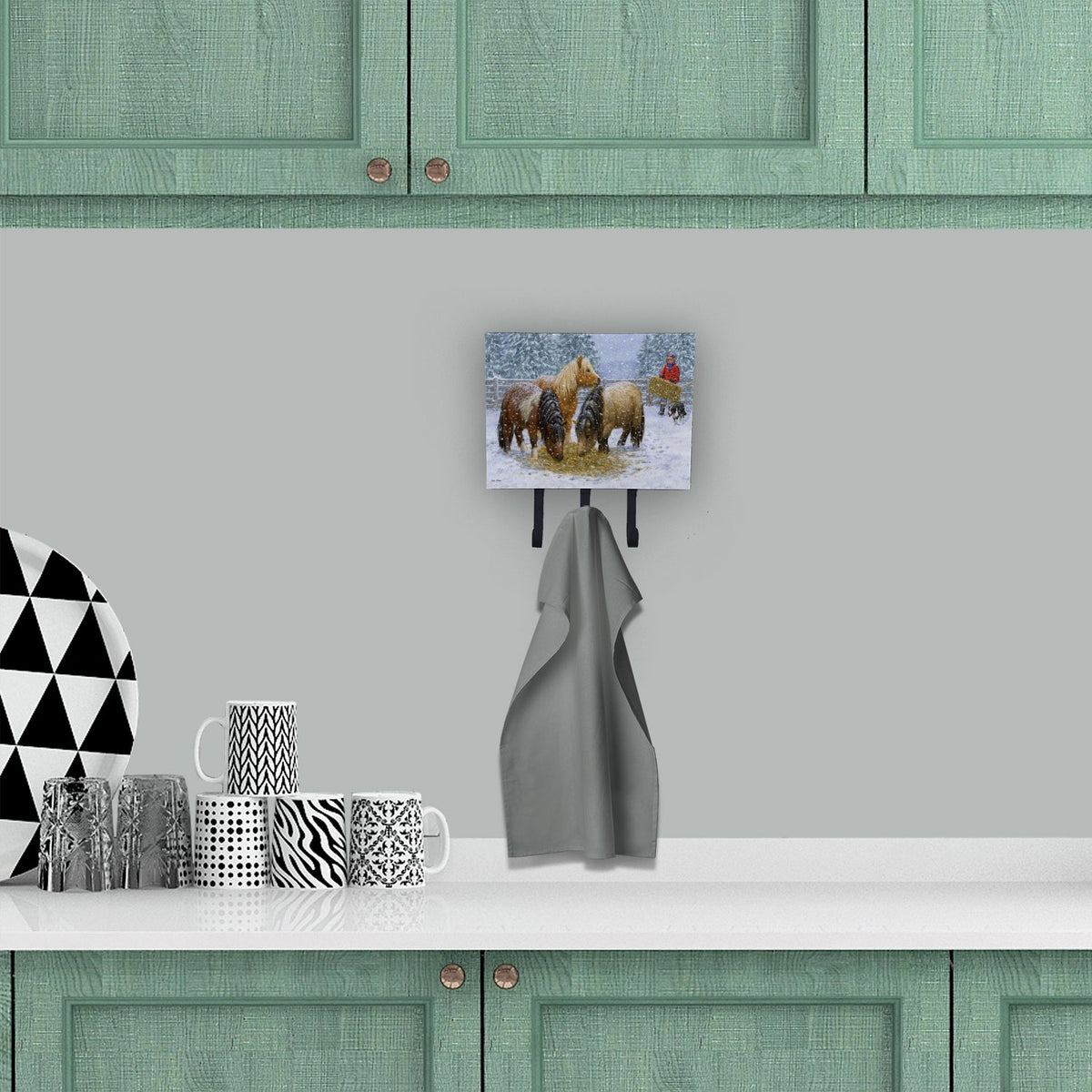 Shetland Ponies Leash or Key Holder Wall Hooks, Coat Rack Wall Mount, for Hanging Keys, Towels, Aprons, Leashes