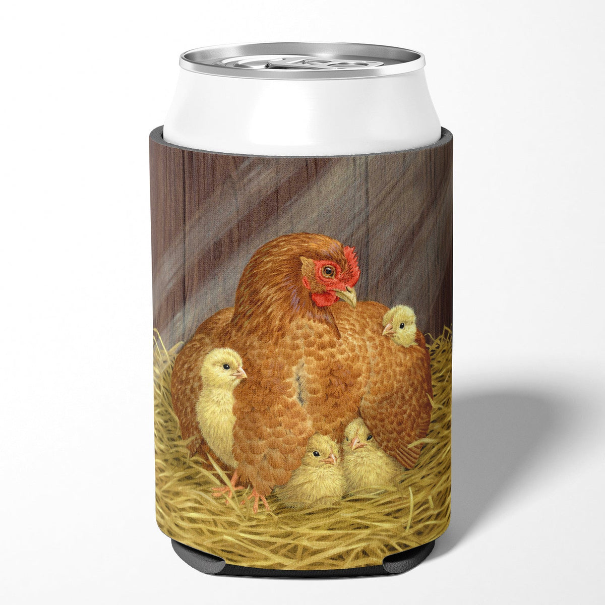 My Little Chickadees Hen with Chicks Can or Bottle Hugger Cooler Sleeve for Standard 12 oz Cans, Insulated Foam Beer & Soda Can Hugger Reusable