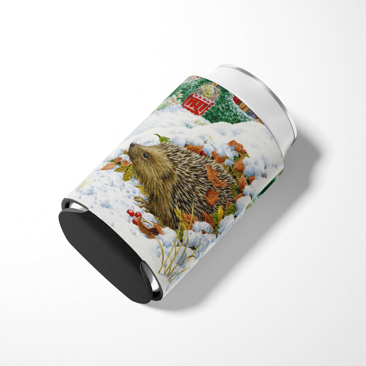 Hedgehog and Red Gate Cottage Can or Bottle Hugger Cooler Sleeve for Standard 12 oz Cans, Insulated Foam Beer & Soda Can Hugger Reusable