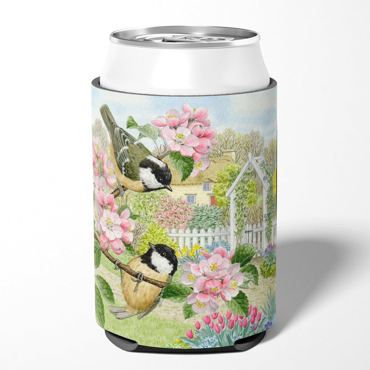 Coal Tits by Sarah Adams Can or Bottle Hugger Cooler Sleeve for Standard 12 oz Cans, Insulated Foam Beer & Soda Can Hugger Reusable