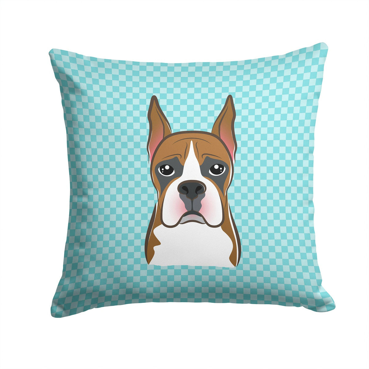 Checkerboard Blue Boxer Decorative Throw Pillow 14x14 Indoor Outdoor Accent Cushion, Fabric Cover with Insert for Sofa, Bed, Porch & Living Room