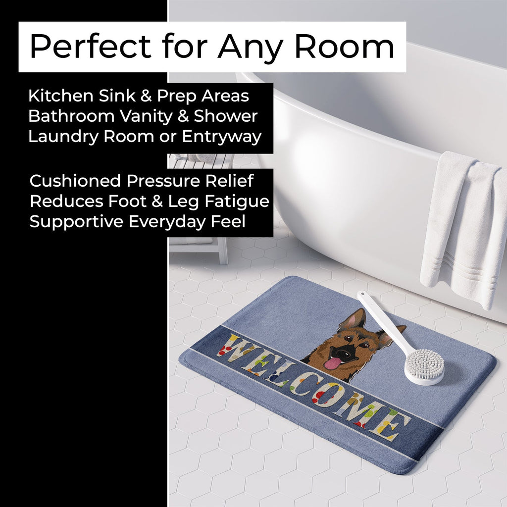 German Shepherd Welcome Memory Foam Kitchen Mat Machine Washable Anti-Fatigue Cushion Comfort Bath or Kitchen Rug