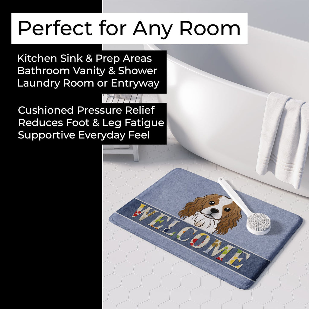 Cavalier Spaniel Welcome Memory Foam Kitchen Mat Machine Washable Anti-Fatigue Cushion Comfort Bath or Kitchen Rug