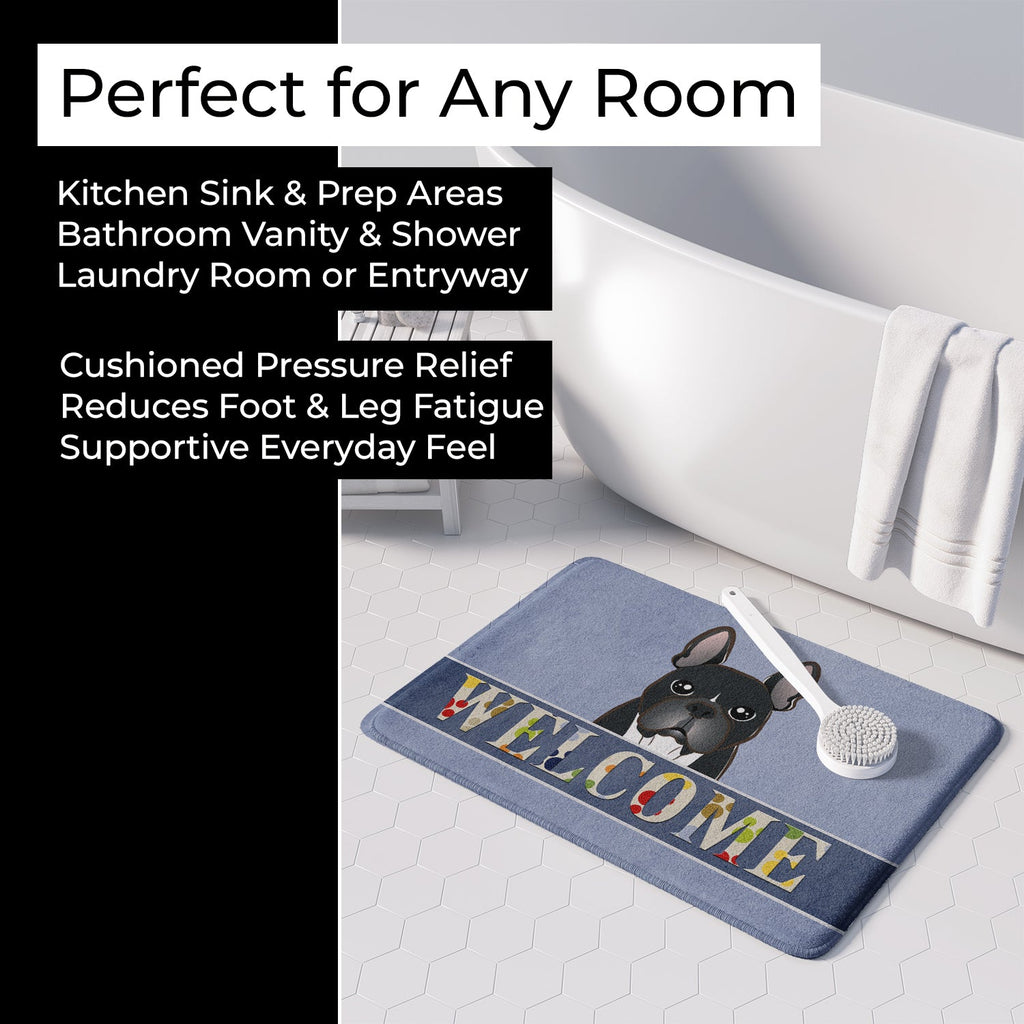 French Bulldog Welcome Memory Foam Kitchen Mat Machine Washable Anti-Fatigue Cushion Comfort Bath or Kitchen Rug