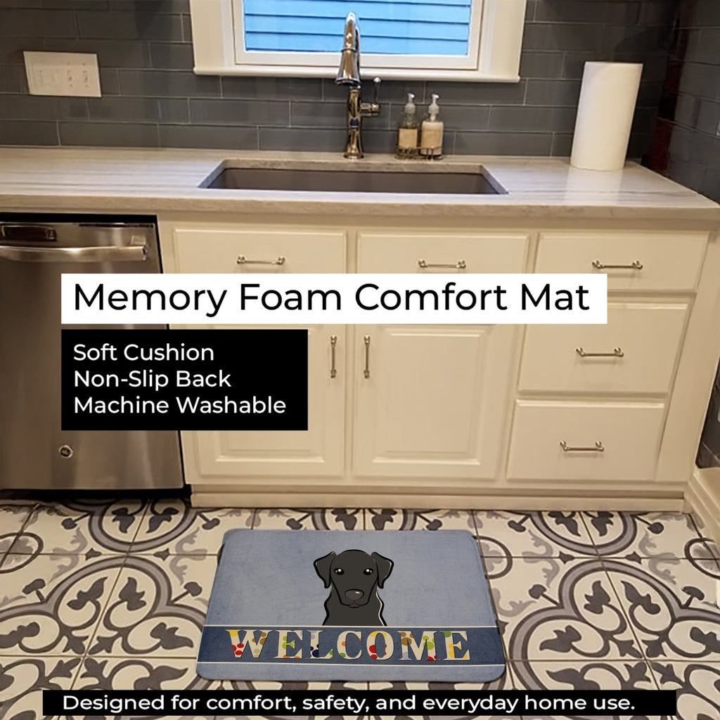 Black Labrador Welcome Memory Foam Kitchen Mat Machine Washable Anti-Fatigue Cushion Comfort Bath or Kitchen Rug