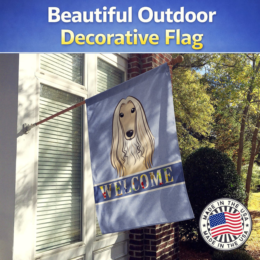 Afghan Hound Welcome House Flag 28x40 Porch Sleeve Pole Decorative Outside Yard Banner Artwork Wall Hanging, Polyester