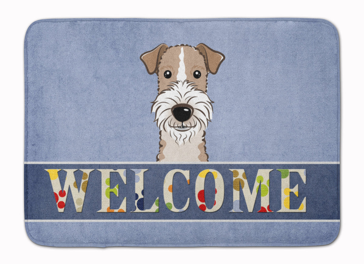 Wire Haired Fox Terrier Welcome Memory Foam Kitchen Mat Machine Washable Anti-Fatigue Cushion Comfort Bath or Kitchen Rug