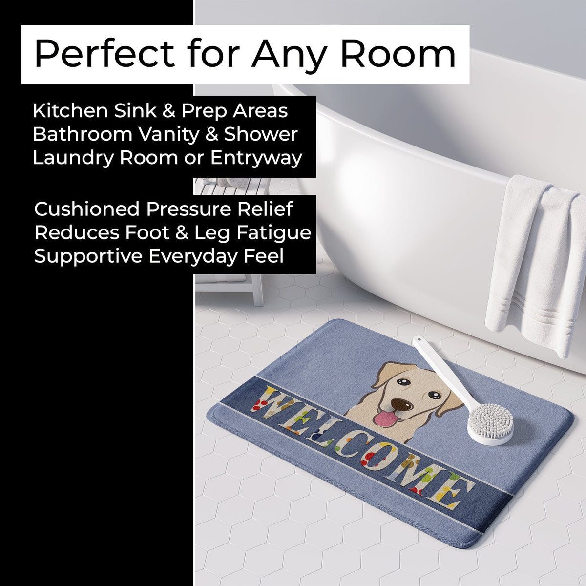 Golden Retriever Welcome Memory Foam Kitchen Mat Machine Washable Anti-Fatigue Cushion Comfort Bath or Kitchen Rug