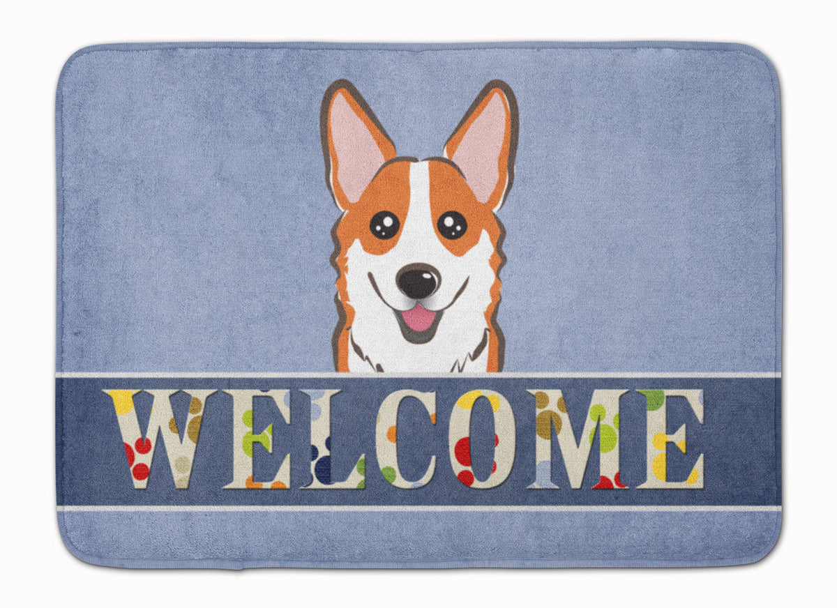 Red Corgi Welcome Memory Foam Kitchen Mat Machine Washable Anti-Fatigue Cushion Comfort Bath or Kitchen Rug