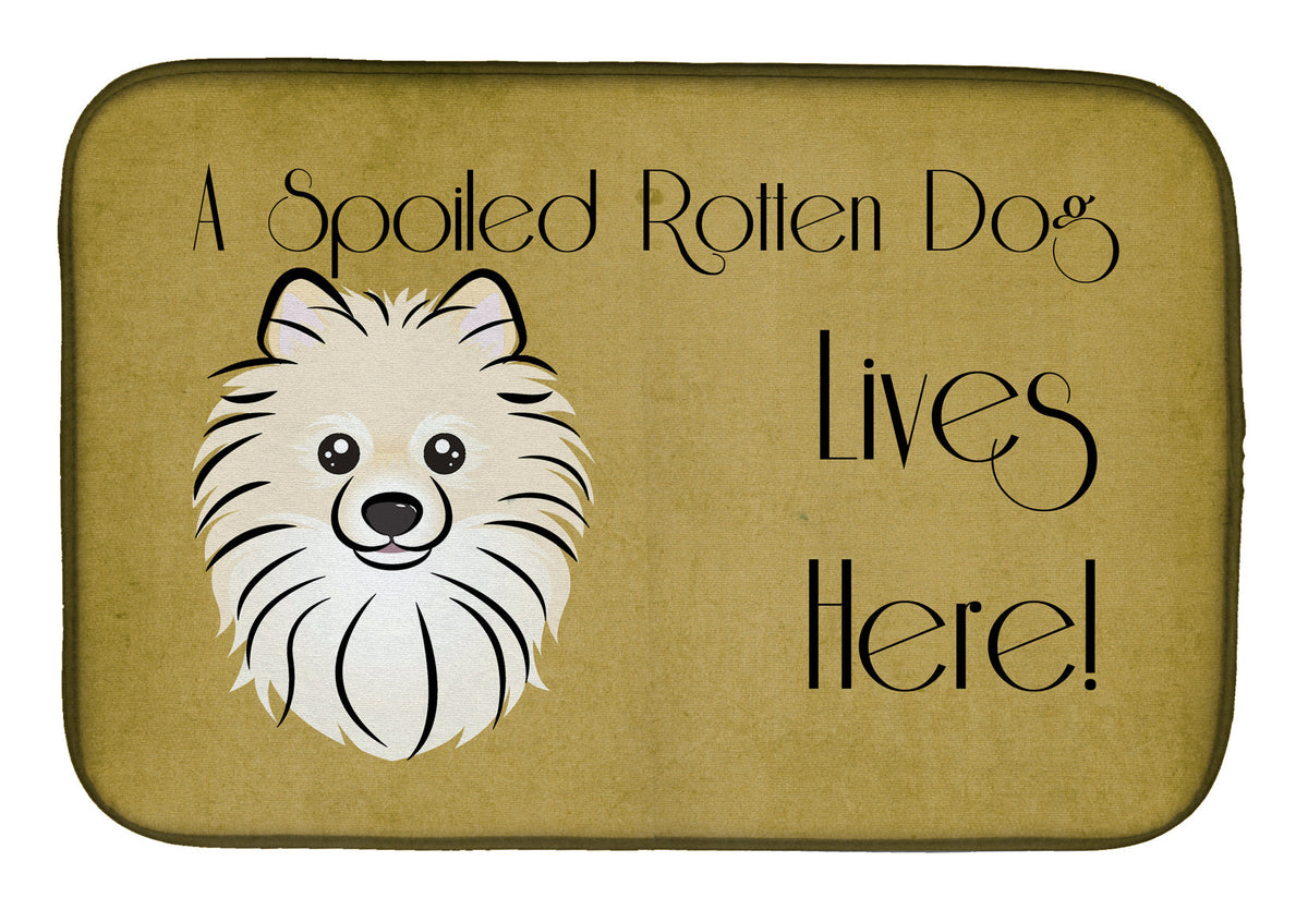 Pomeranian Spoiled Dog Lives Here Dish Drying Mat Absorbent Dish Drying Mat Pad for Kitchen Counter Dish Drainer Mat for Countertop, 14 x 21", Multicolor