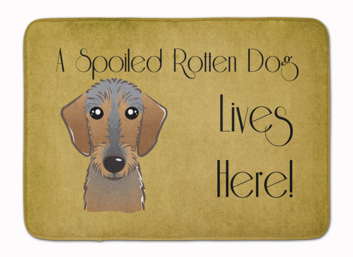 Wirehaired Dachshund Spoiled Dog Lives Here Memory Foam Kitchen Mat Machine Washable Anti-Fatigue Cushion Comfort Bath or Kitchen Rug