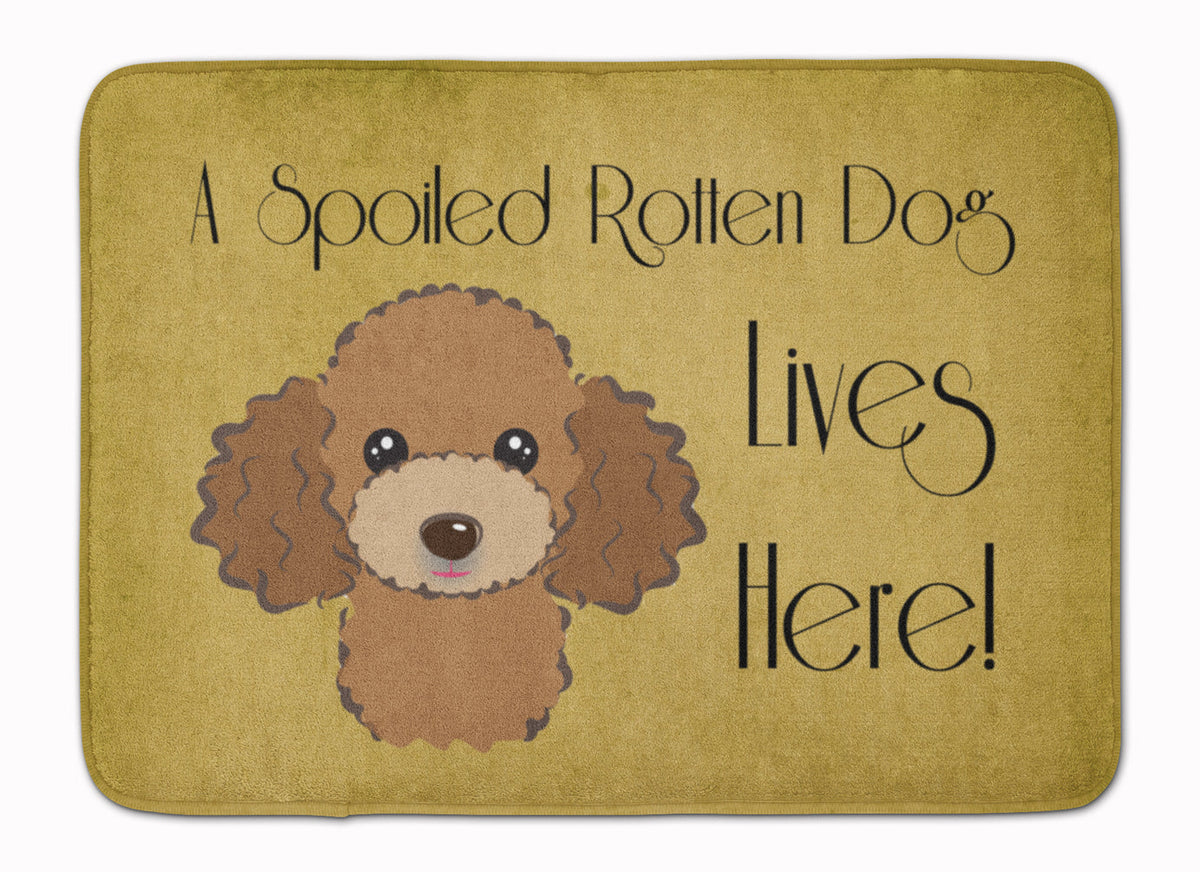 Chocolate Brown Poodle Spoiled Dog Lives Here Memory Foam Kitchen Mat Machine Washable Anti-Fatigue Cushion Comfort Bath or Kitchen Rug