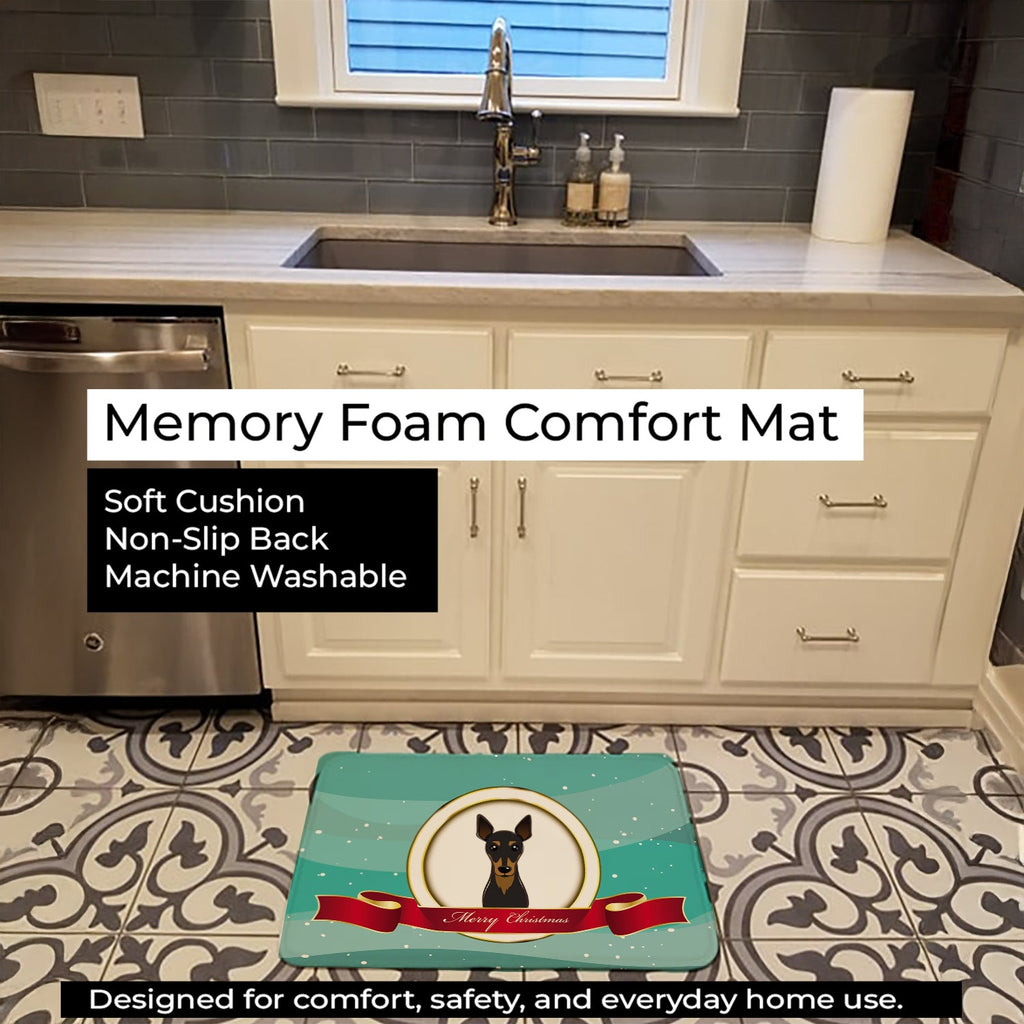 Min Pin Merry Christmas Memory Foam Kitchen Mat Machine Washable Anti-Fatigue Cushion Comfort Bath or Kitchen Rug