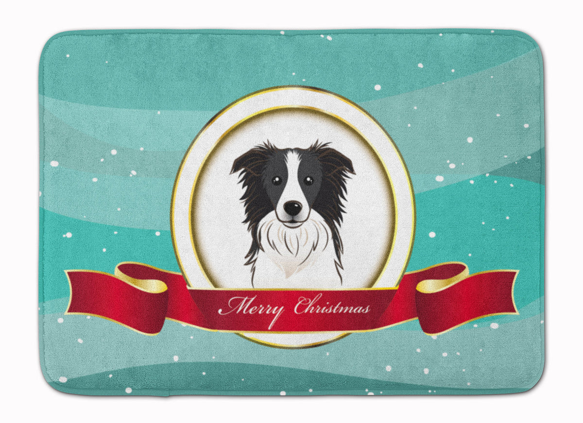 Border Collie Merry Christmas Memory Foam Kitchen Mat Machine Washable Anti-Fatigue Cushion Comfort Bath or Kitchen Rug