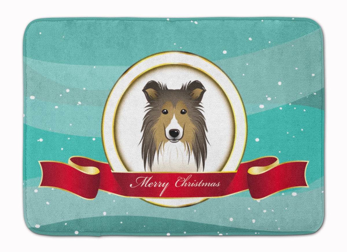 Sheltie Merry Christmas Memory Foam Kitchen Mat Machine Washable Anti-Fatigue Cushion Comfort Bath or Kitchen Rug