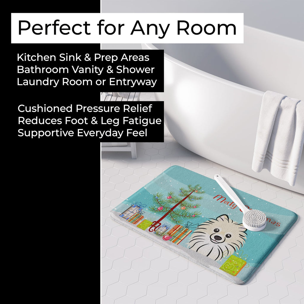 Christmas Tree and Pomeranian Memory Foam Kitchen Mat Machine Washable Anti-Fatigue Cushion Comfort Bath or Kitchen Rug