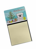 Christmas Tree and White English Bulldog  Watercolor Sticky Note Holder Refillable Dispenser Desk Accessory 3x3 Pad Gift