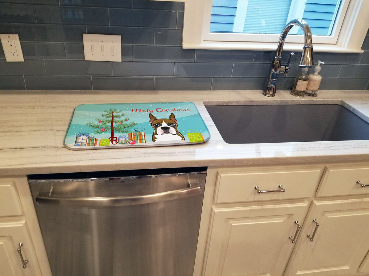 Christmas Tree and Boxer Dish Drying Mat Absorbent Dish Drying Mat Pad for Kitchen Counter Dish Drainer Mat for Countertop, 14 x 21", Multicolor