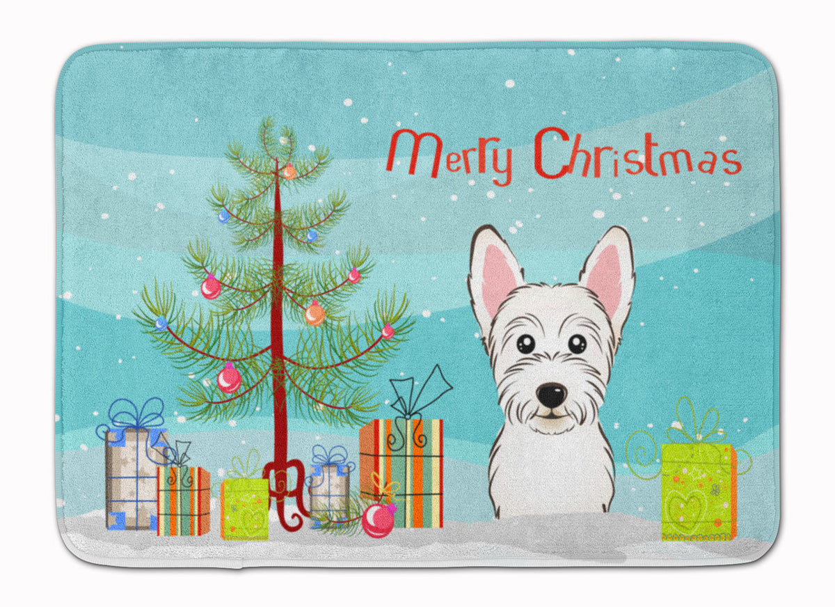 Christmas Tree and Westie Memory Foam Kitchen Mat Machine Washable Anti-Fatigue Cushion Comfort Bath or Kitchen Rug