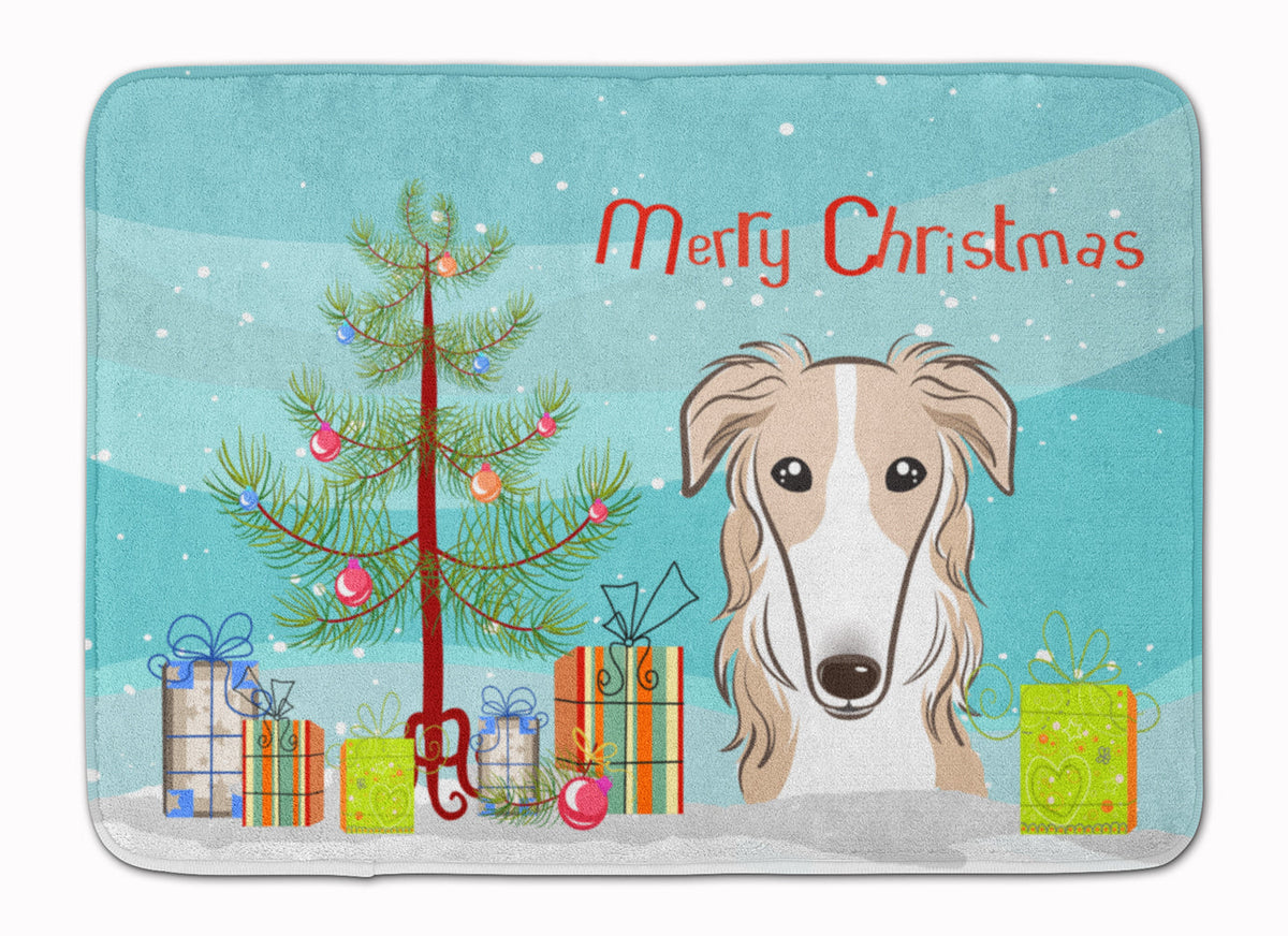 Christmas Tree and Borzoi Memory Foam Kitchen Mat Machine Washable Anti-Fatigue Cushion Comfort Bath or Kitchen Rug