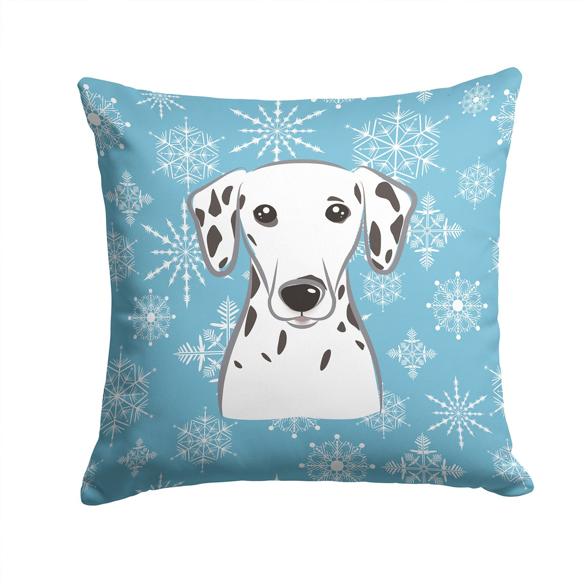 Snowflake Dalmatian Decorative Throw Pillow 14x14 Indoor Outdoor Accent Cushion, Fabric Cover with Insert for Sofa, Bed, Porch & Living Room