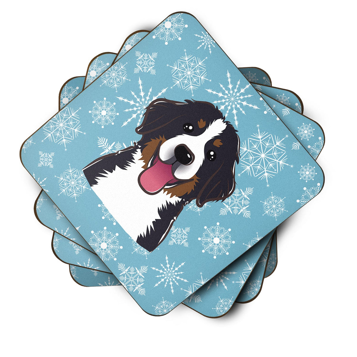 Snowflake Bernese Mountain Dog Foam Coasters Set of 4 Cup Coasters for Indoor Outdoor, Tabletop Protection, Anti Slip, Mouse pad Material