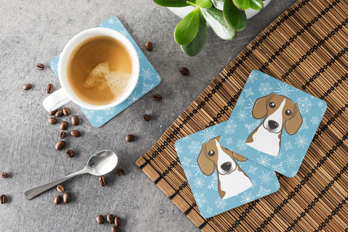 Snowflake Beagle Foam Coasters Set of 4 Cup Coasters for Indoor Outdoor, Tabletop Protection, Anti Slip, Mouse pad Material
