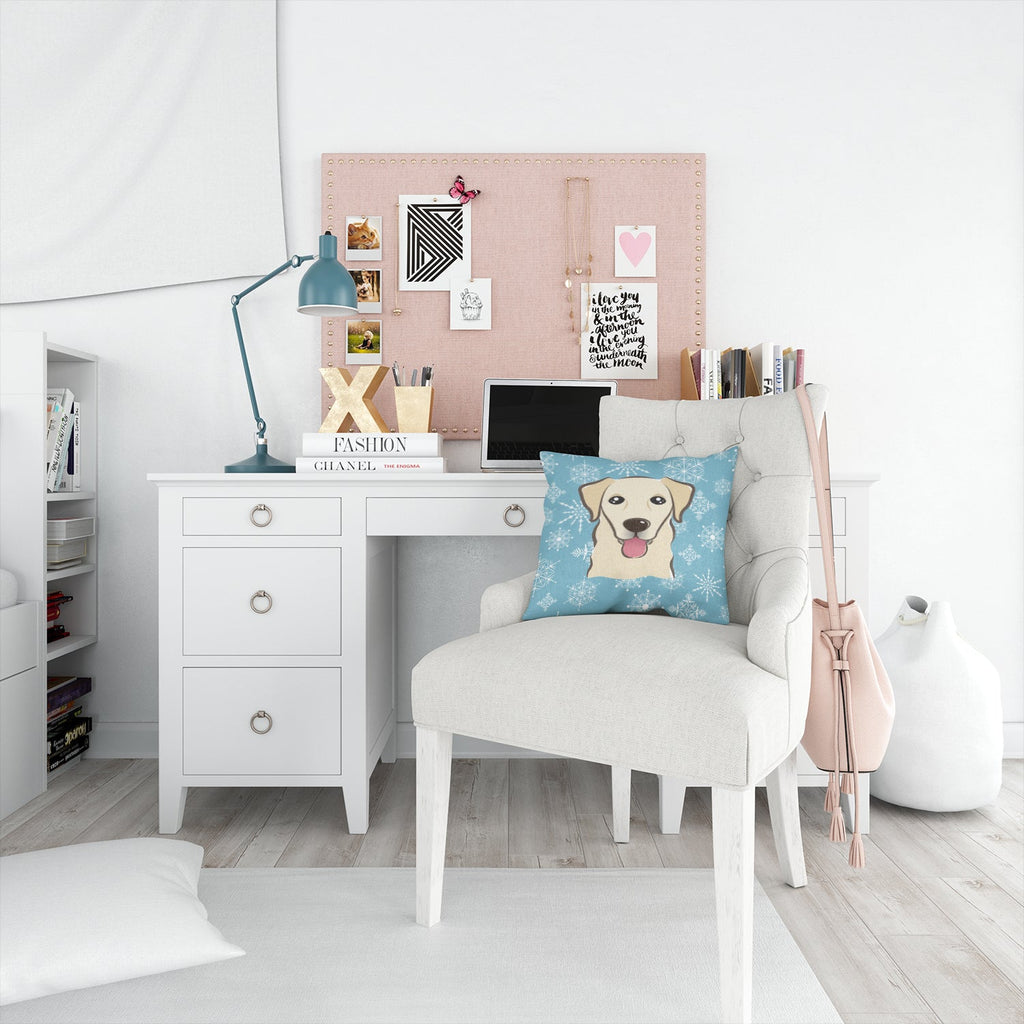 Snowflake Golden Retriever Decorative Throw Pillow 14x14 Indoor Outdoor Accent Cushion, Fabric Cover with Insert for Sofa, Bed, Porch & Living Room