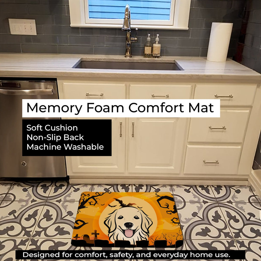 Halloween Golden Retriever Memory Foam Kitchen Mat Machine Washable Anti-Fatigue Cushion Comfort Bath or Kitchen Rug