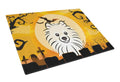 Halloween Pomeranian Cutting Board Tempered Glass Kitchen Cutting Surface, Heat Resistant Chopping, Non-Slip Feet, Food Prep & Serving