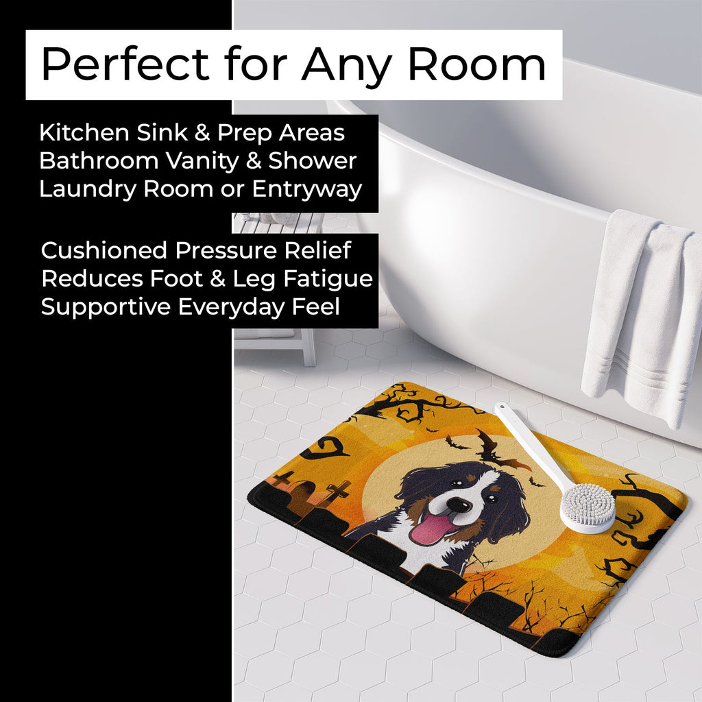 Halloween Bernese Mountain Dog Memory Foam Kitchen Mat Machine Washable Anti-Fatigue Cushion Comfort Bath or Kitchen Rug