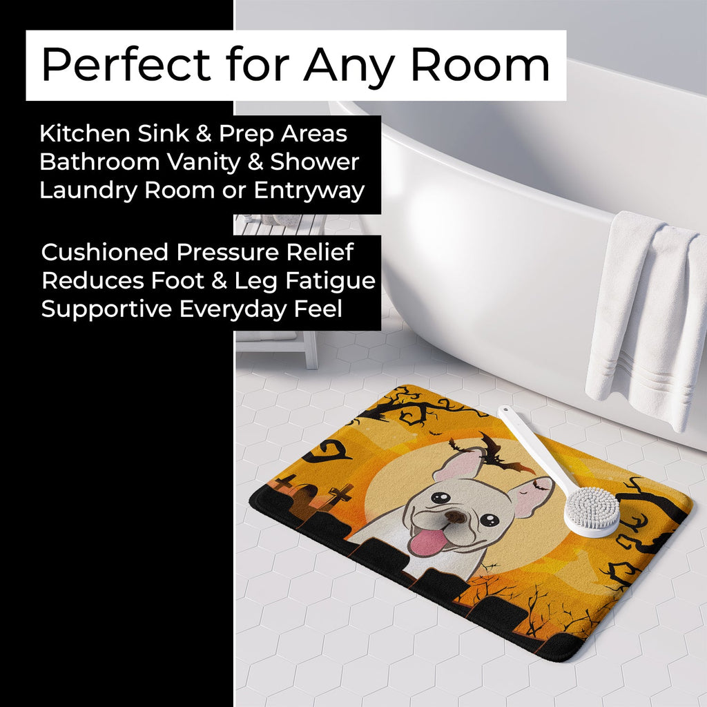 Halloween French Bulldog Memory Foam Kitchen Mat Machine Washable Anti-Fatigue Cushion Comfort Bath or Kitchen Rug