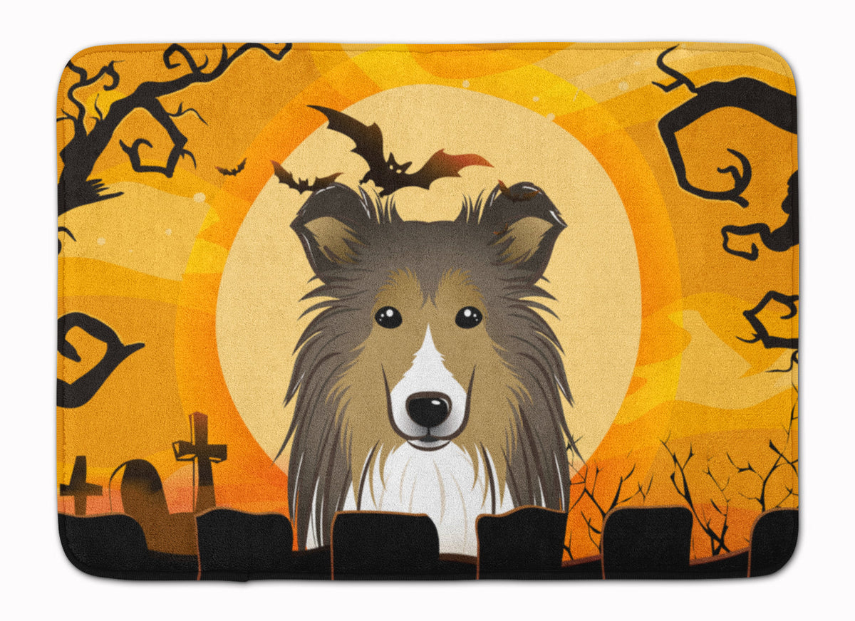 Halloween Sheltie Memory Foam Kitchen Mat Machine Washable Anti-Fatigue Cushion Comfort Bath or Kitchen Rug