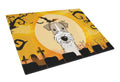 Halloween Wire Haired Fox Terrier Cutting Board Tempered Glass Kitchen Cutting Surface, Heat Resistant Chopping, Non-Slip Feet, Food Prep & Serving