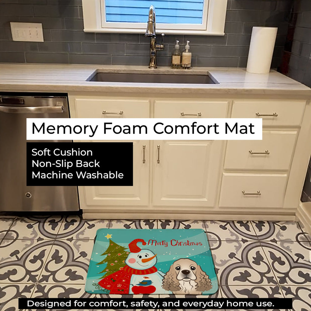 Snowman with Cocker Spaniel Memory Foam Kitchen Mat Machine Washable Anti-Fatigue Cushion Comfort Bath or Kitchen Rug