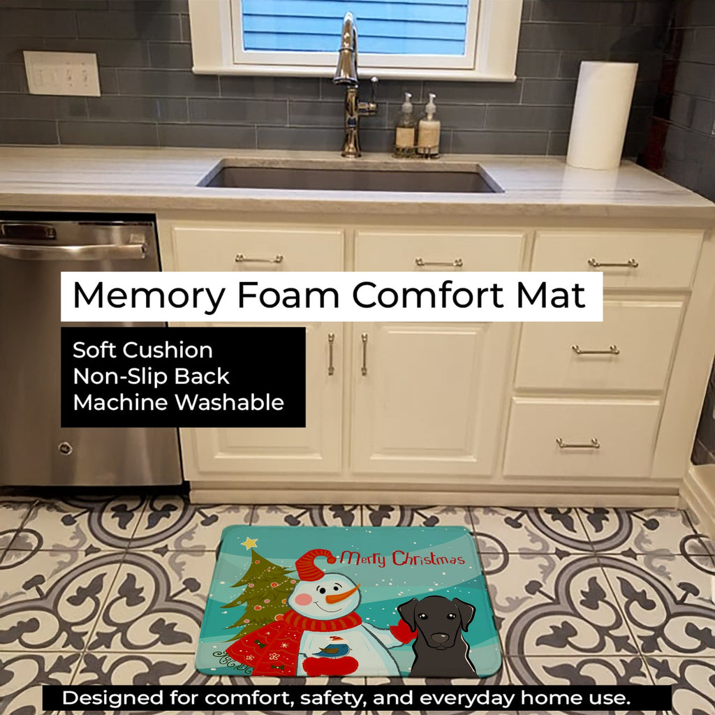 Snowman with Black Labrador Memory Foam Kitchen Mat Machine Washable Anti-Fatigue Cushion Comfort Bath or Kitchen Rug