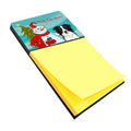 Snowman with Border Collie Watercolor Sticky Note Holder Refillable Dispenser Desk Accessory 3x3 Pad Gift