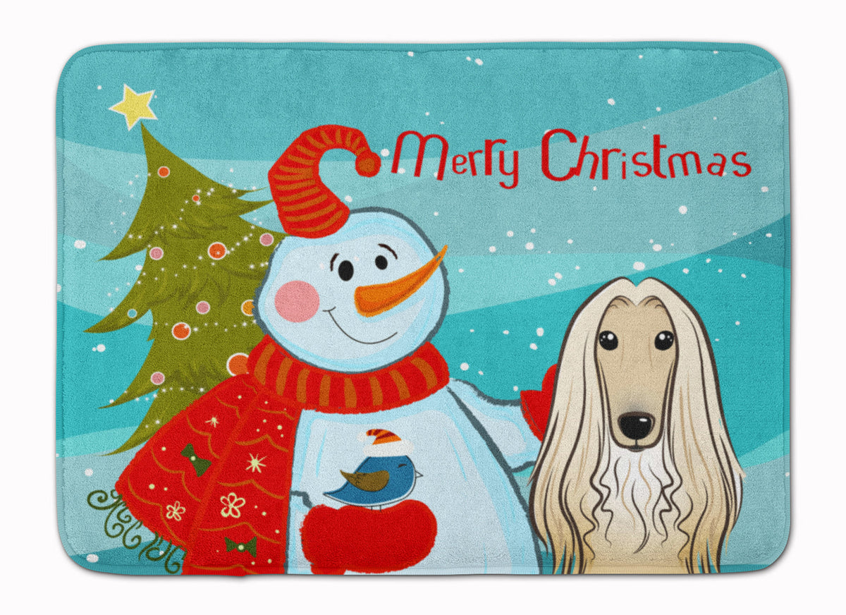 Snowman with Afghan Hound Memory Foam Kitchen Mat Machine Washable Anti-Fatigue Cushion Comfort Bath or Kitchen Rug