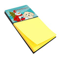 Snowman with Buff Poodle Watercolor Sticky Note Holder Refillable Dispenser Desk Accessory 3x3 Pad Gift