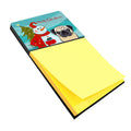 Snowman with Fawn Pug Watercolor Sticky Note Holder Refillable Dispenser Desk Accessory 3x3 Pad Gift