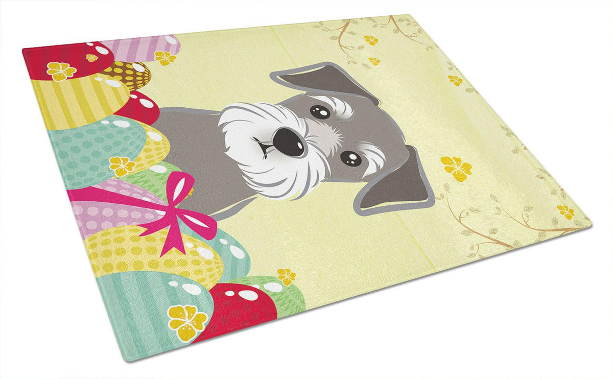 Schnauzer Easter Egg Hunt Cutting Board Tempered Glass Kitchen Cutting Surface, Heat Resistant Chopping, Non-Slip Feet, Food Prep & Serving