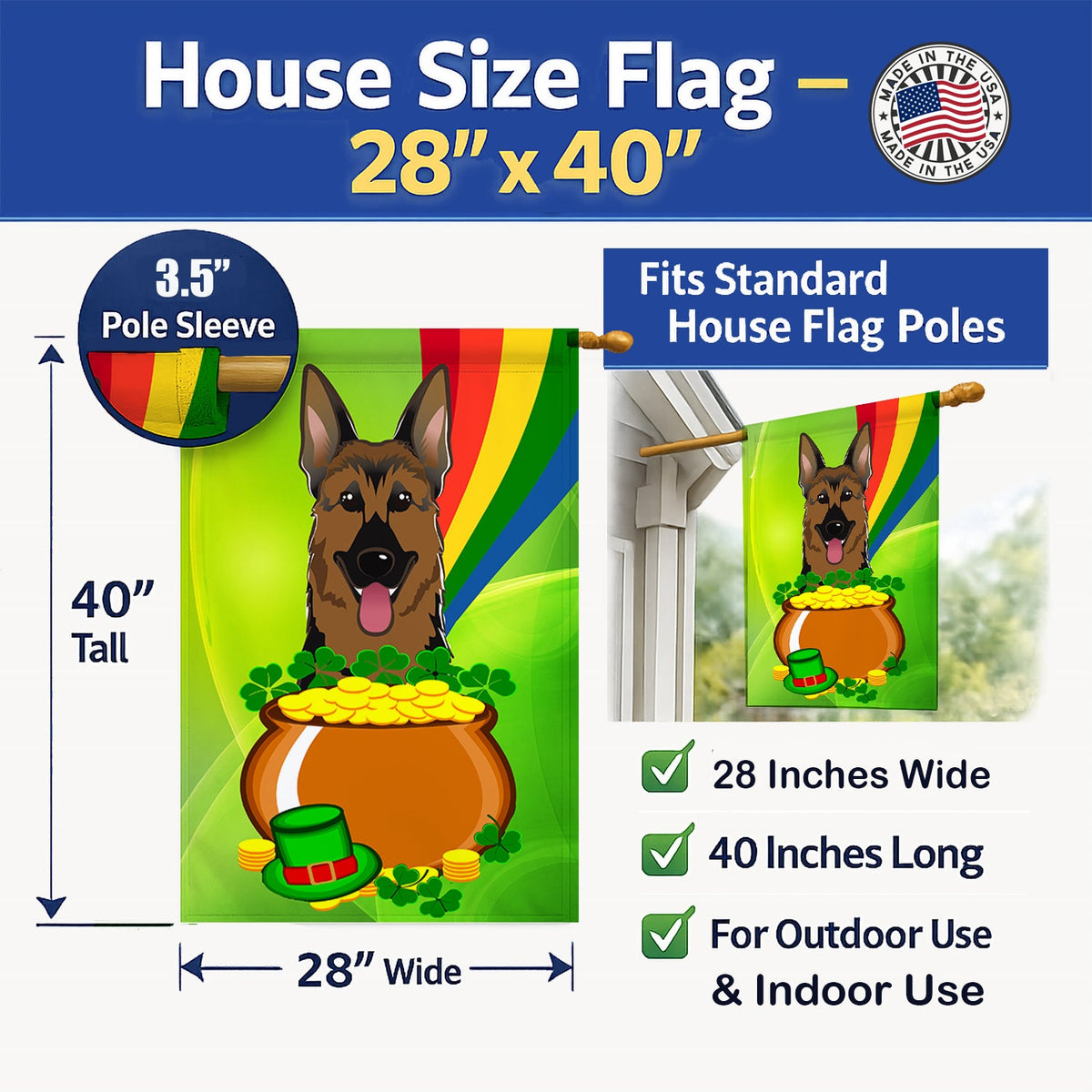 House Flag 28x40 Porch Sleeve Pole Decorative Outside Yard Banner Artwork Wall Hanging, Polyester