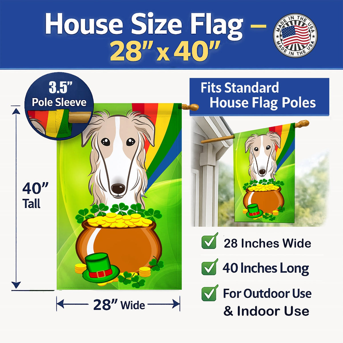 House Flag 28x40 Porch Sleeve Pole Decorative Outside Yard Banner Artwork Wall Hanging, Polyester