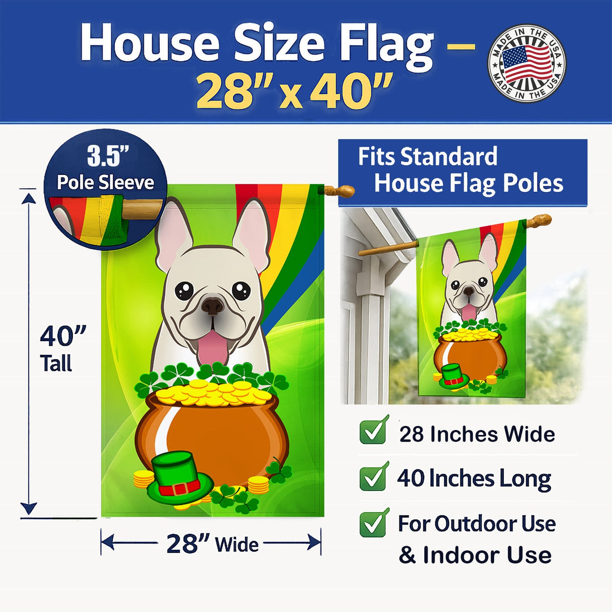 House Flag 28x40 Porch Sleeve Pole Decorative Outside Yard Banner Artwork Wall Hanging, Polyester