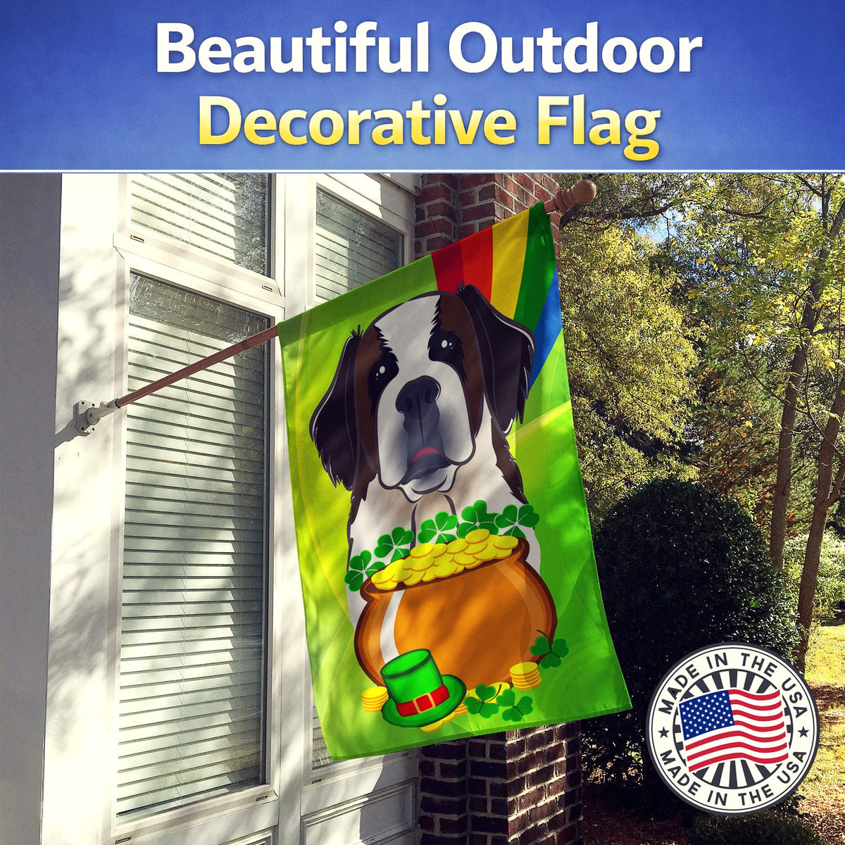 House Flag 28x40 Porch Sleeve Pole Decorative Outside Yard Banner Artwork Wall Hanging, Polyester
