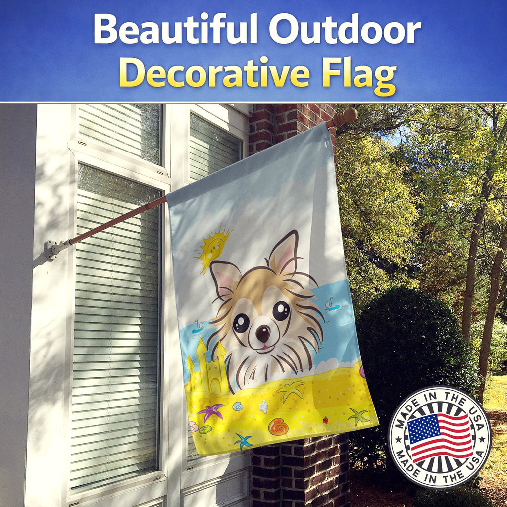 Chihuahua Summer Beach House Flag 28x40 Porch Sleeve Pole Decorative Outside Yard Banner Artwork Wall Hanging, Polyester