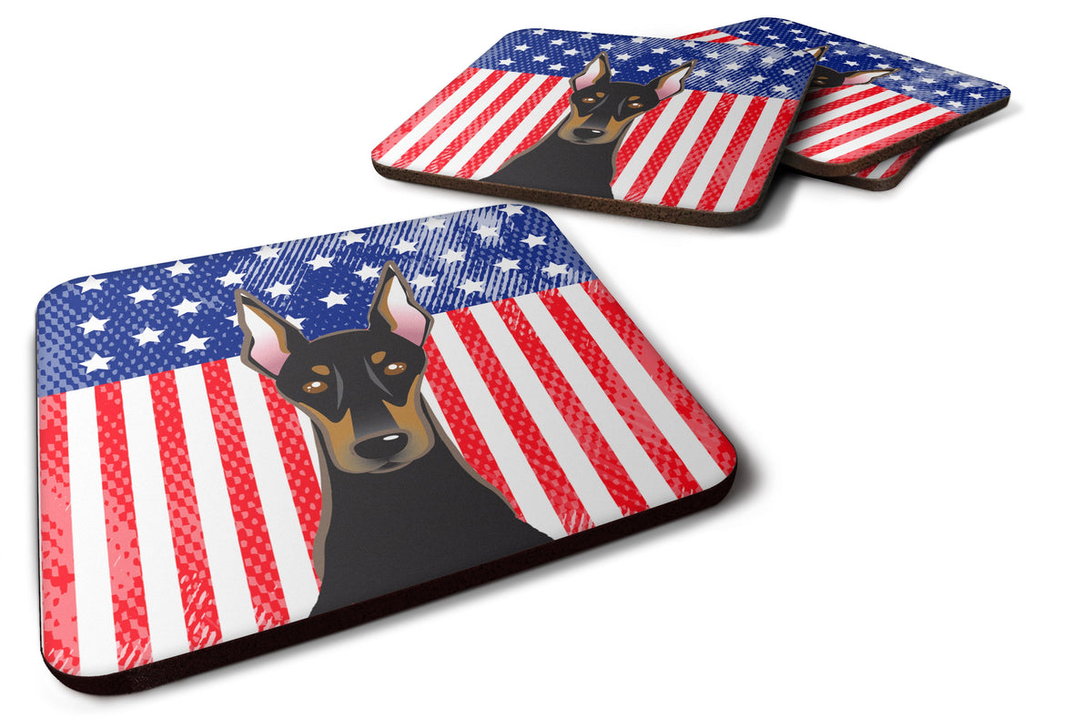 American Flag and Doberman Foam Coasters Set of 4 Cup Coasters for Indoor Outdoor, Tabletop Protection, Anti Slip, Mouse pad Material